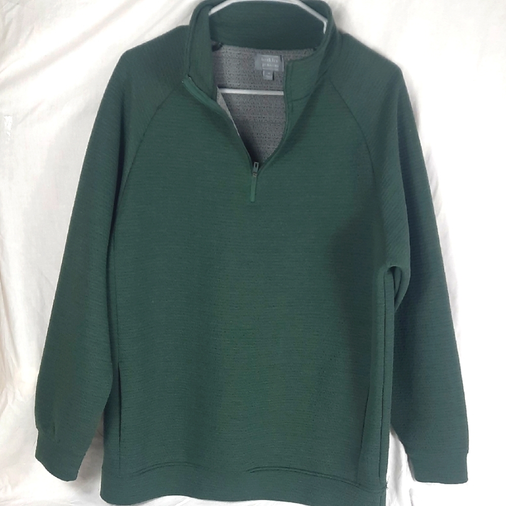 Berkley Jensen Mens Pull Over Long Sleeve Top Medium Half-Zip Sweat Shirt Green